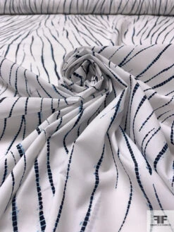 Scaly Lines Printed Cotton Lawn - Navy / White -Fabrics And Fabrics Store 17559 3