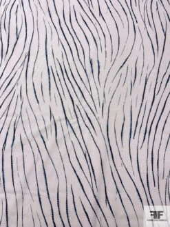 Scaly Lines Printed Cotton Lawn - Navy / White -Fabrics And Fabrics Store 17559 4