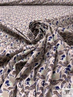 Locked Hearts Printed Stretch Cotton Twill - Khaki / Navy Blue / Seafoam / Brown 12 Locked Hearts Printed Stretch Cotton Twill - Khaki / Navy Blue / Seafoam / Brown -Fabrics And Fabrics Store 17560 3