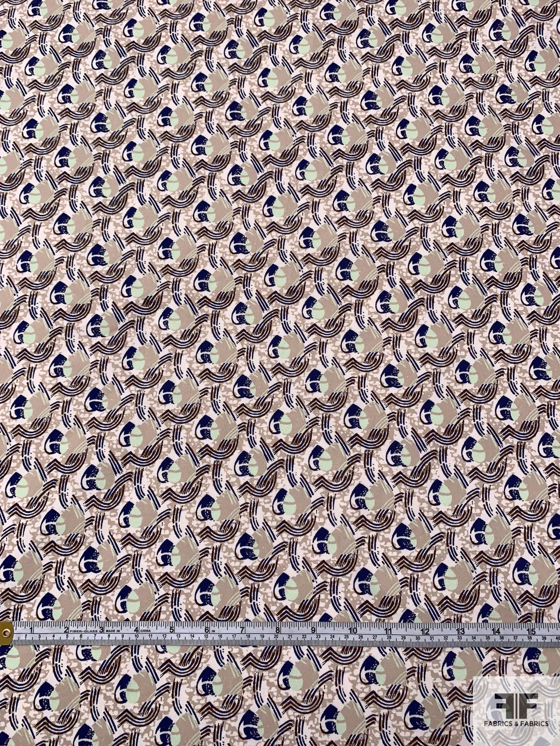 Locked Hearts Printed Stretch Cotton Twill - Khaki / Navy Blue / Seafoam / Brown 8 Locked Hearts Printed Stretch Cotton Twill - Khaki / Navy Blue / Seafoam / Brown - Image 6