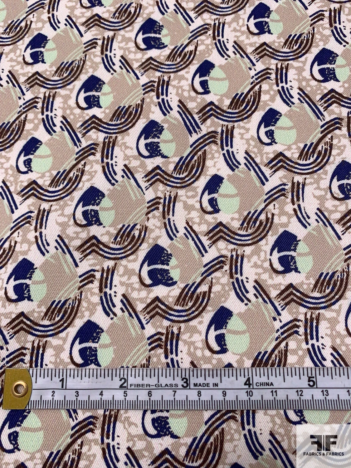 Locked Hearts Printed Stretch Cotton Twill - Khaki / Navy Blue / Seafoam / Brown 4 Locked Hearts Printed Stretch Cotton Twill - Khaki / Navy Blue / Seafoam / Brown - Image 2