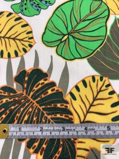 Tropical Leaf Printed Stretch Cotton Twill - Green / Khaki Green / Yellow / Orange / Off-White 15 Tropical Leaf Printed Stretch Cotton Twill - Green / Khaki Green / Yellow / Orange / Off-White -Fabrics And Fabrics Store 17568 6