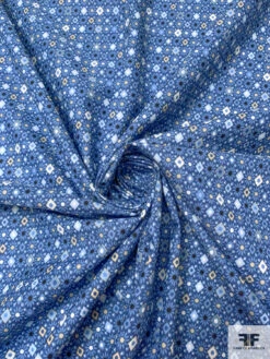 Ditsy Floral Geometric Printed Cotton Sheeting - Blue / Beige / Off-White 13 Ditsy Floral Geometric Printed Cotton Sheeting - Blue / Beige / Off-White -Fabrics And Fabrics Store 17570 1