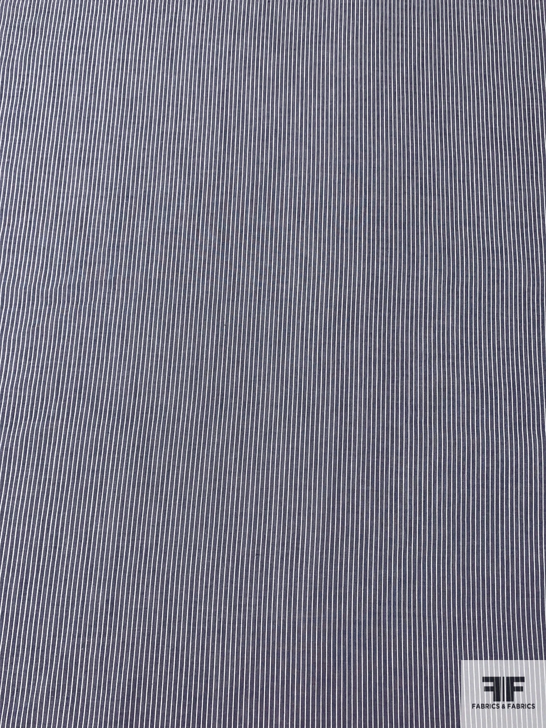 Vertical Striped Fine Cotton Shirting - Denim Blue / White 6 Vertical Striped Fine Cotton Shirting - Denim Blue / White - Image 4