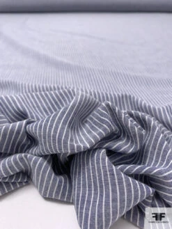 Vertical Striped Fine Cotton Shirting - Denim Blue / White 17 Vertical Striped Fine Cotton Shirting - Denim Blue / White -Fabrics And Fabrics Store 17571 8