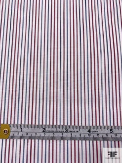 Italian Vertical Striped Yarn-Dyed Cotton Shirting - Maroon / White / Blue 11 Italian Vertical Striped Yarn-Dyed Cotton Shirting - Maroon / White / Blue -Fabrics And Fabrics Store 17576 6