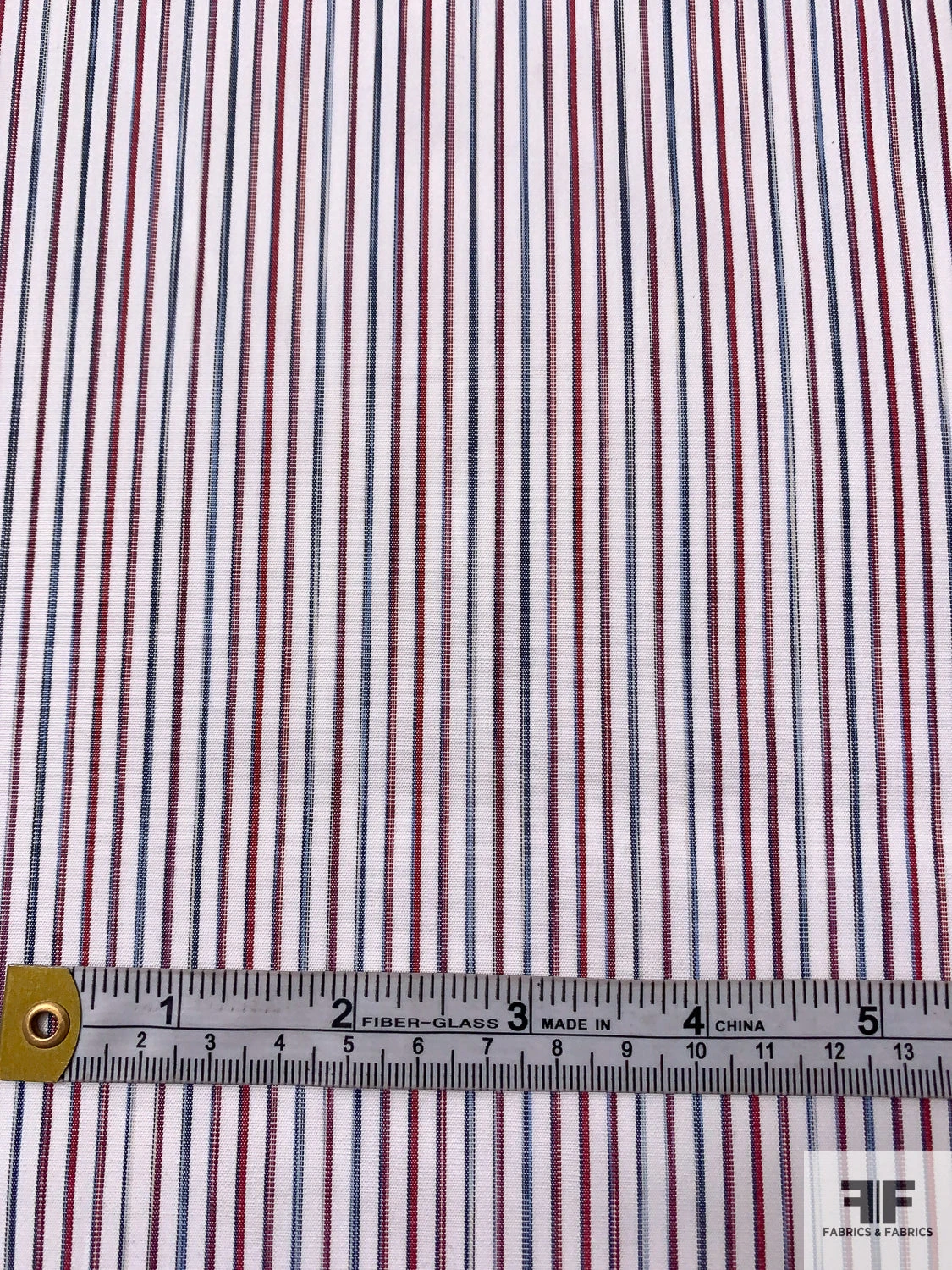 Italian Vertical Striped Yarn-Dyed Cotton Shirting - Maroon / White / Blue 4 Italian Vertical Striped Yarn-Dyed Cotton Shirting - Maroon / White / Blue - Image 2