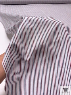 Italian Vertical Striped Yarn-Dyed Cotton Shirting - Maroon / White / Blue 17 Italian Vertical Striped Yarn-Dyed Cotton Shirting - Maroon / White / Blue -Fabrics And Fabrics Store 17576 8