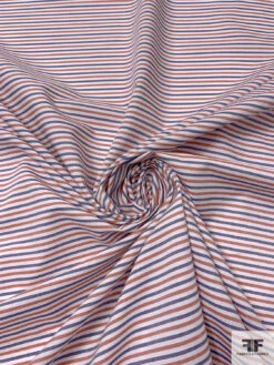 Italian Horizontal Striped Yarn-Dyed Cotton Shirting - Washed Red / White / Blue 12 Italian Horizontal Striped Yarn-Dyed Cotton Shirting - Washed Red / White / Blue -Fabrics And Fabrics Store 17580 2