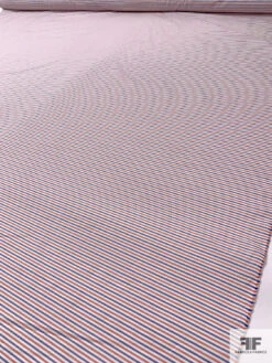 Italian Horizontal Striped Yarn-Dyed Cotton Shirting - Washed Red / White / Blue 16 Italian Horizontal Striped Yarn-Dyed Cotton Shirting - Washed Red / White / Blue -Fabrics And Fabrics Store 17580 7