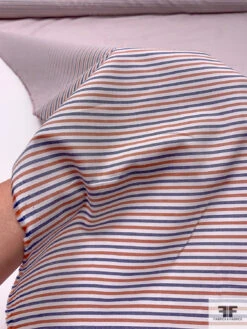 Italian Horizontal Striped Yarn-Dyed Cotton Shirting - Washed Red / White / Blue 17 Italian Horizontal Striped Yarn-Dyed Cotton Shirting - Washed Red / White / Blue -Fabrics And Fabrics Store 17580 8