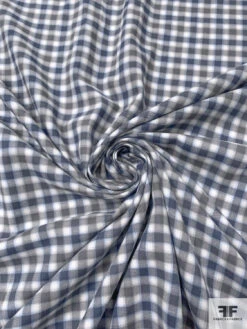 Gingham Check Yarn-Dyed Cotton Shirting - Grey / Dusty Blue / White