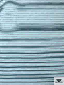 Italian Horizontal Striped Silk And Cotton Organdy - Aqua / Navy / White 14 Italian Horizontal Striped Silk And Cotton Organdy - Aqua / Navy / White -Fabrics And Fabrics Store 17591 4