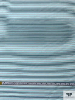 Italian Horizontal Striped Silk And Cotton Organdy - Aqua / Navy / White 15 Italian Horizontal Striped Silk And Cotton Organdy - Aqua / Navy / White -Fabrics And Fabrics Store 17591 5