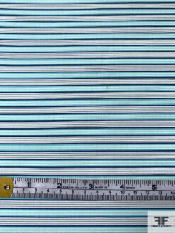 Italian Horizontal Striped Silk And Cotton Organdy - Aqua / Navy / White 16 Italian Horizontal Striped Silk And Cotton Organdy - Aqua / Navy / White -Fabrics And Fabrics Store 17591 6