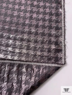 Italian Houndstooth Lamé Brocade - Grey / Metallic Dusty Grey