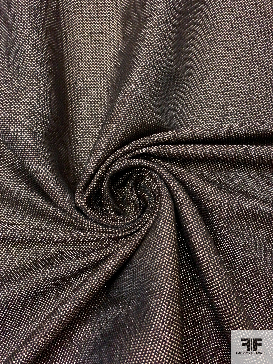 Italian Micro-Checkered Pique Lamé Brocade - Black / Gold 5 Italian Micro-Checkered Pique Lamé Brocade - Black / Gold - Image 3