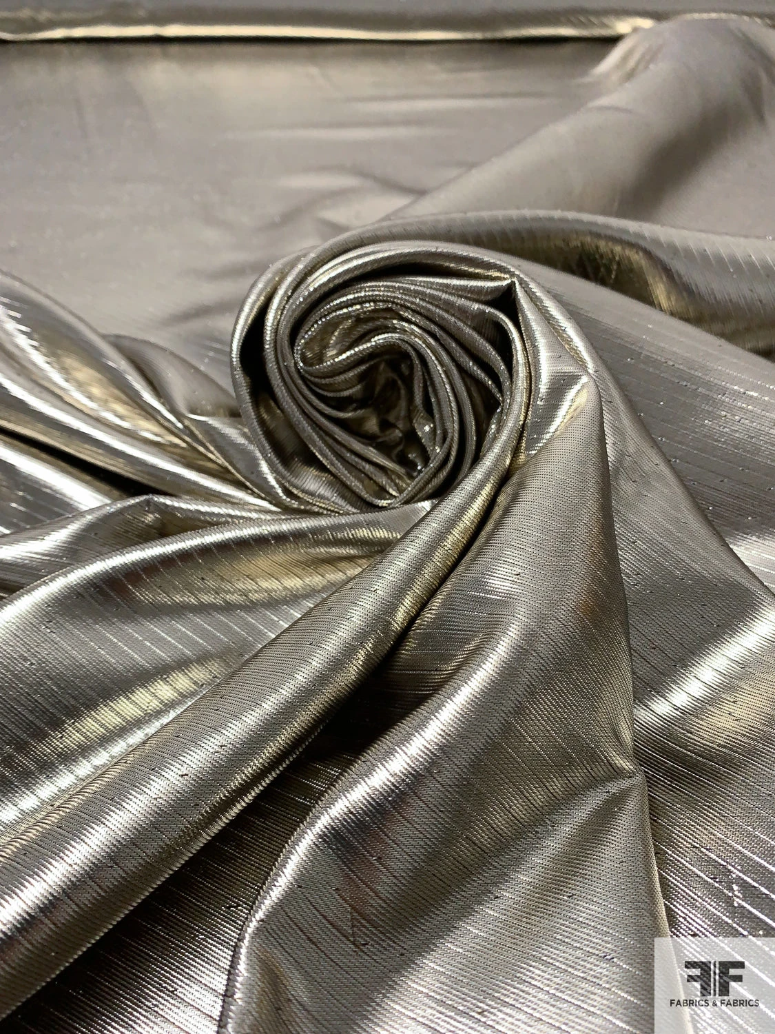 Italian Solid Twill-Weave Lamé - Silvery-Gold 6 Italian Solid Twill-Weave Lamé - Silvery-Gold - Image 4