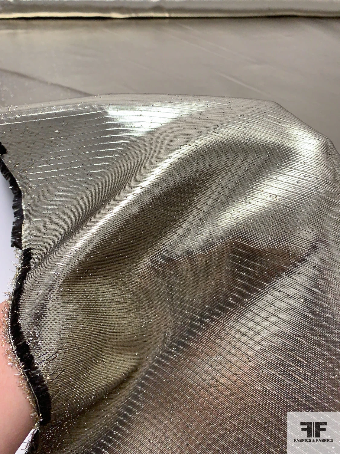 Italian Solid Twill-Weave Lamé - Silvery-Gold 11 Italian Solid Twill-Weave Lamé - Silvery-Gold - Image 9