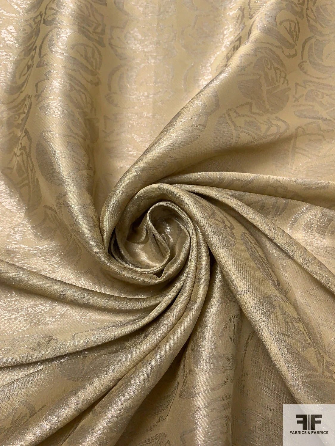 Italian Vintage Ralph Lauren Floral Jacquard Lamé - Oyster Gold / Silver 3 Italian Vintage Ralph Lauren Floral Jacquard Lamé - Oyster Gold / Silver