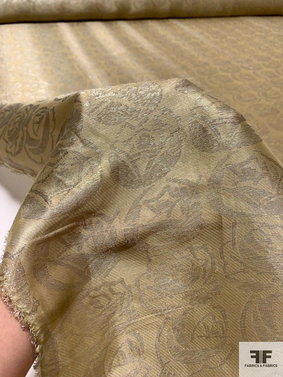 Italian Vintage Ralph Lauren Floral Jacquard Lamé - Oyster Gold / Silver 11 Italian Vintage Ralph Lauren Floral Jacquard Lamé - Oyster Gold / Silver - Image 9