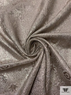 Italian Leaf Anf Floral Textured Soft Brocade Lamé - Rhino Grey / Metallic Dark Silver -Fabrics And Fabrics Store 17624 2