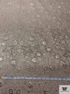 Italian Leaf Anf Floral Textured Soft Brocade Lamé - Rhino Grey / Metallic Dark Silver -Fabrics And Fabrics Store 17624 5