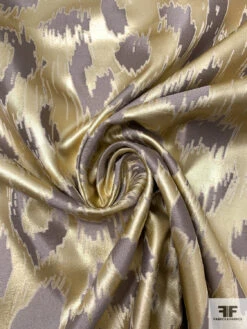Made In England Animal Pattern Jacquard Lamé Brocade - Gold / Grey / Beige