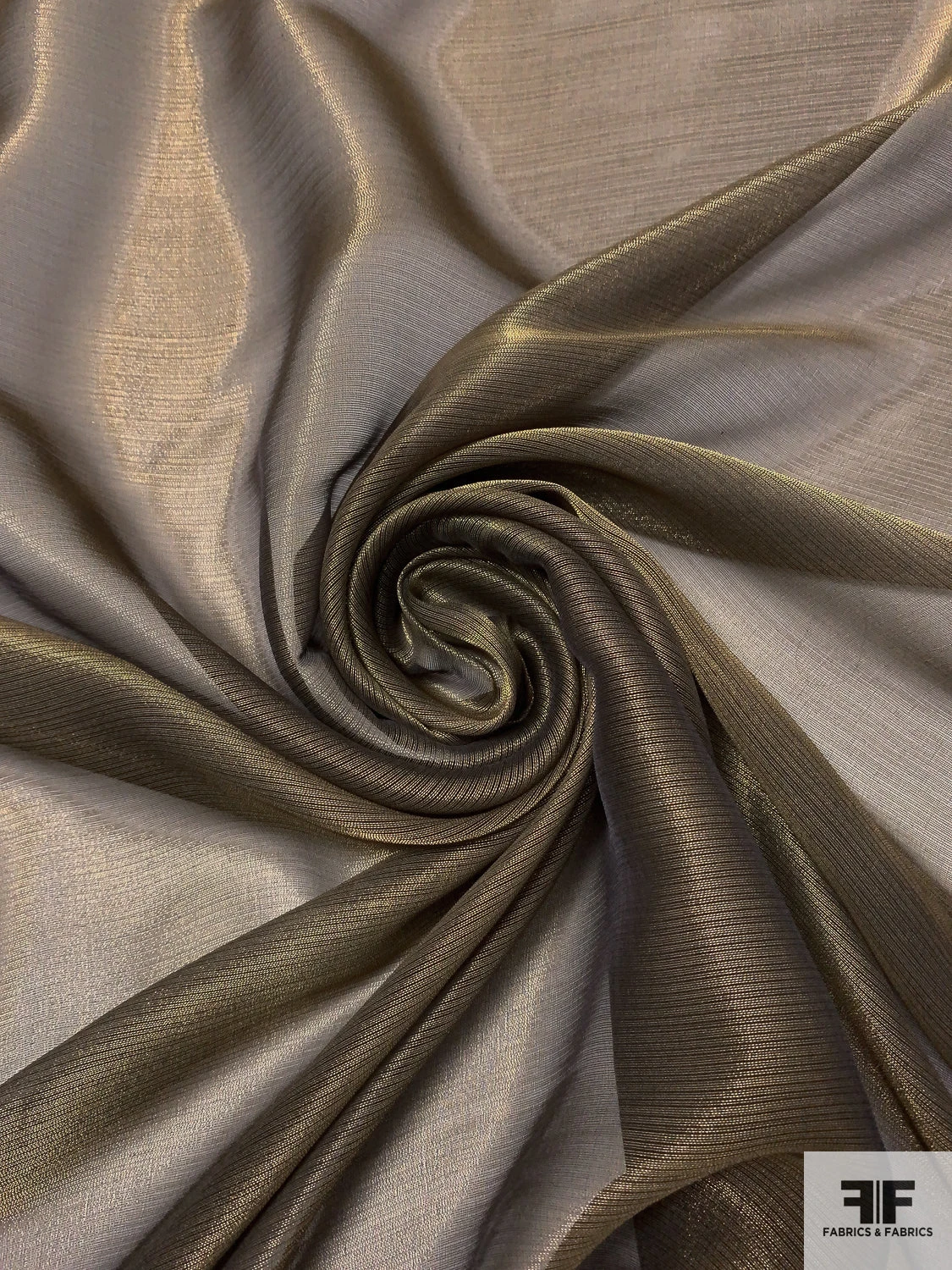 Italian Lamé Silk Chiffon - Old Gold / Black 4 Italian Lamé Silk Chiffon - Old Gold / Black - Image 2