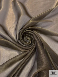 Italian Lamé Silk Chiffon - Old Gold / Black 9 Italian Lamé Silk Chiffon - Old Gold / Black -Fabrics And Fabrics Store 17629 2