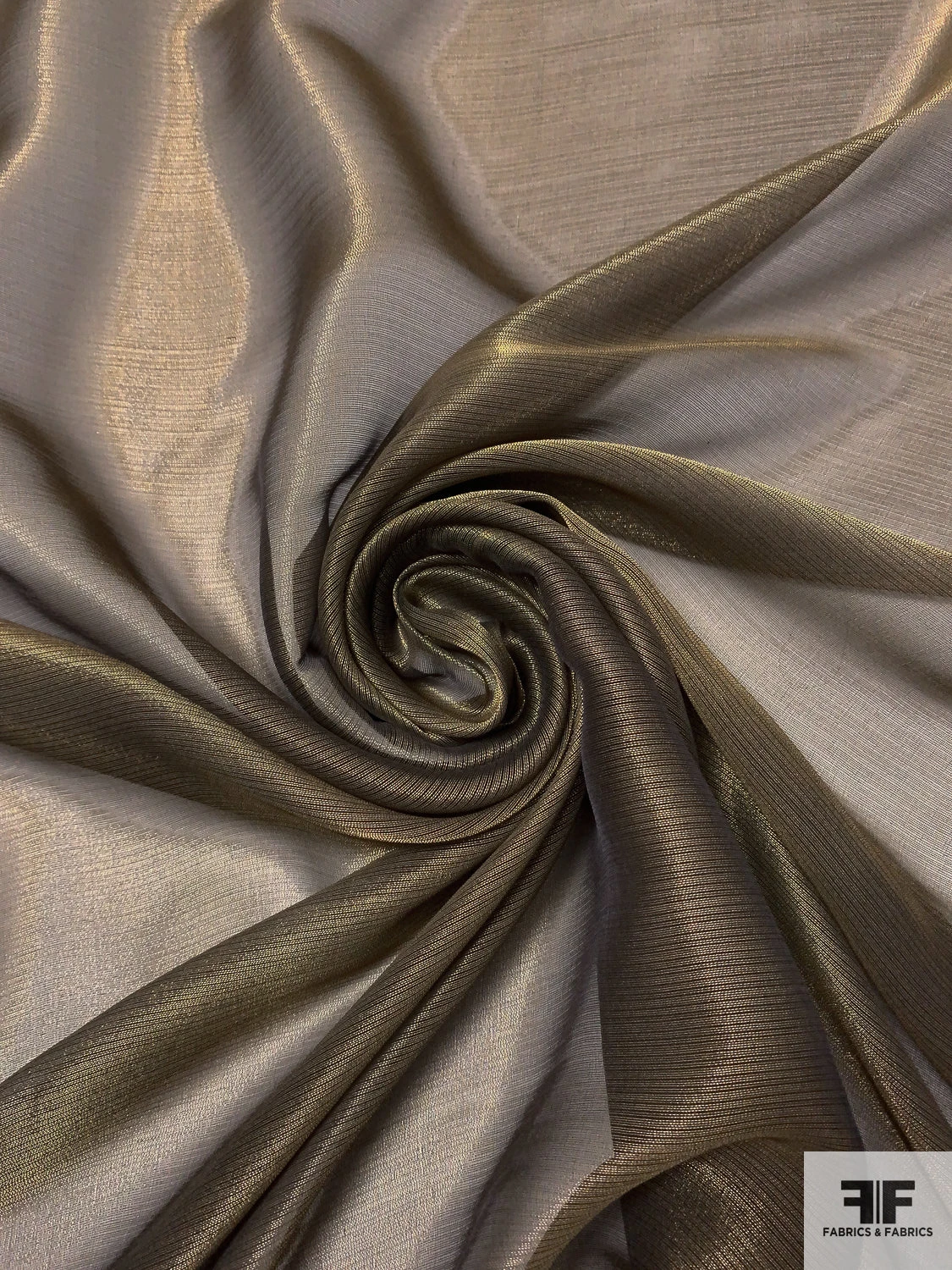 Italian Lamé Silk Chiffon - Old Gold / Black 5 Italian Lamé Silk Chiffon - Old Gold / Black - Image 3