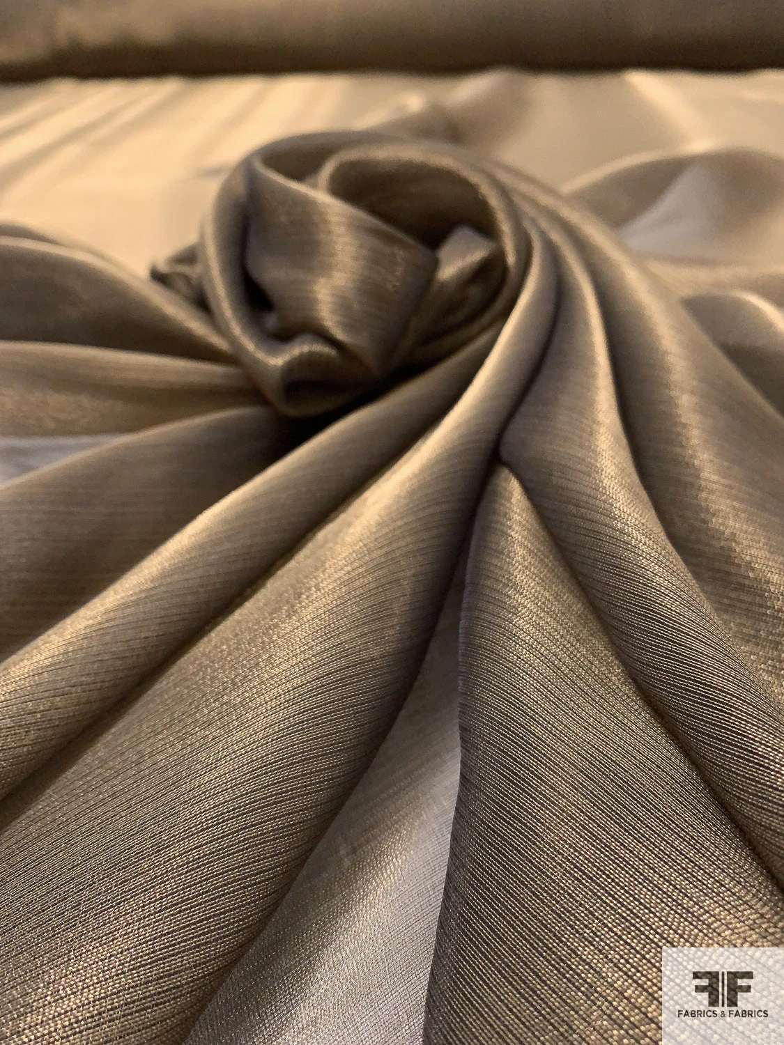 Italian Lamé Silk Chiffon - Old Gold / Black 3 Italian Lamé Silk Chiffon - Old Gold / Black