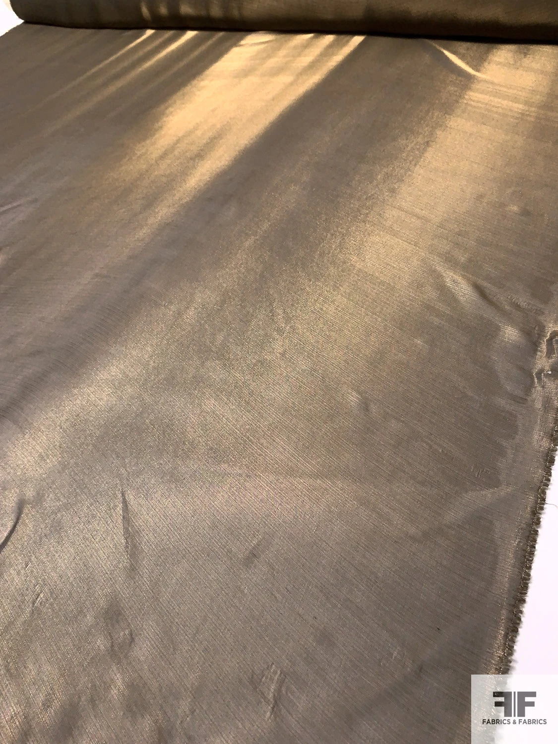 Italian Lamé Silk Chiffon - Old Gold / Black 7 Italian Lamé Silk Chiffon - Old Gold / Black - Image 5