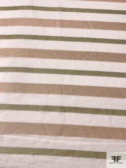 Italian Cotton Voile With Metallic Stripes - Rose Gold / Metallic Olive / Off-White 16 Italian Cotton Voile With Metallic Stripes - Rose Gold / Metallic Olive / Off-White -Fabrics And Fabrics Store 17661 4