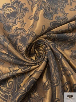 Italian Floral Jacquard Lamé Novelty - Copper / Dark Brown 14 Italian Floral Jacquard Lamé Novelty - Copper / Dark Brown -Fabrics And Fabrics Store 17663 1