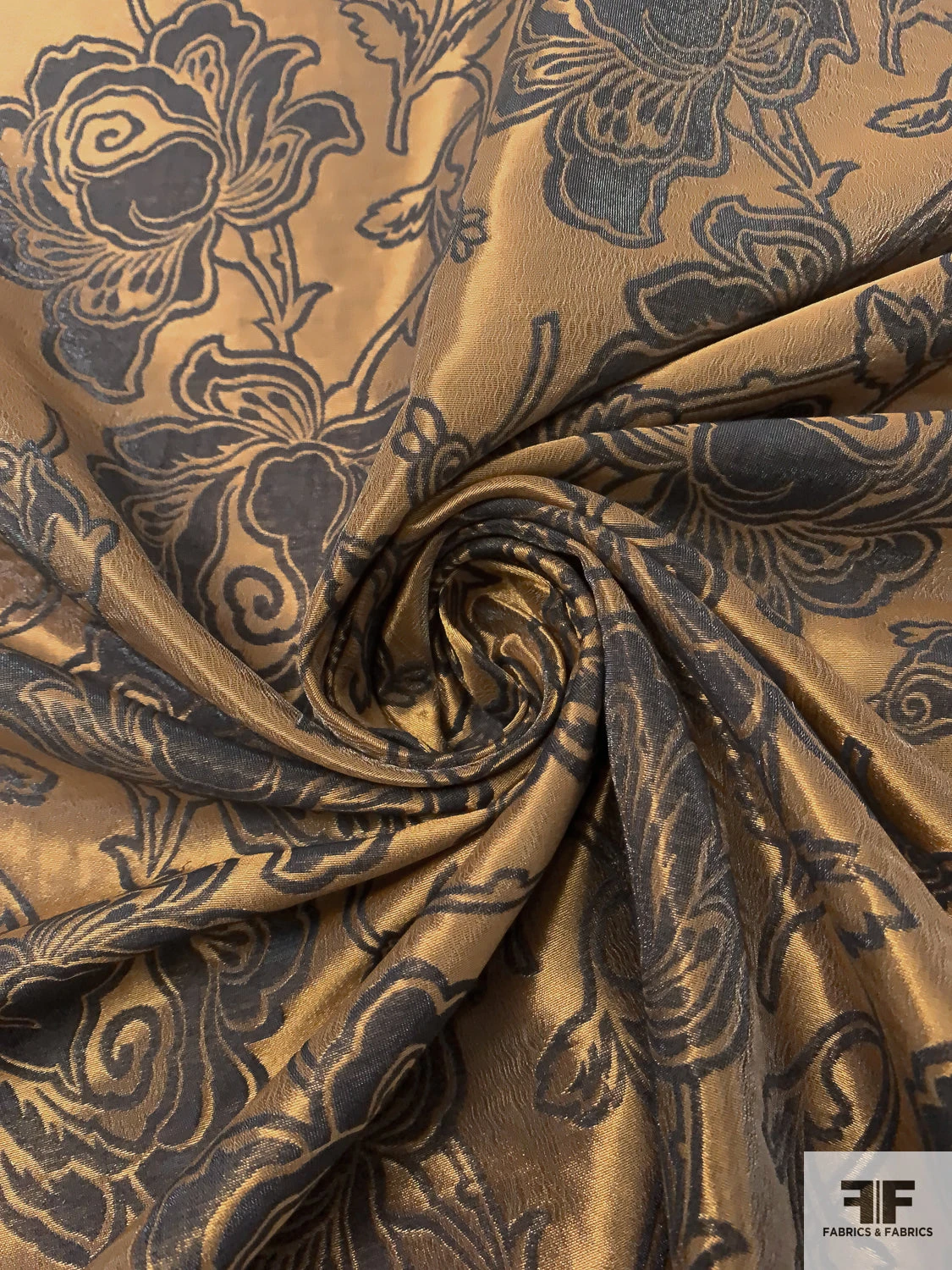 Italian Floral Jacquard Lamé Novelty - Copper / Dark Brown 6 Italian Floral Jacquard Lamé Novelty - Copper / Dark Brown - Image 4