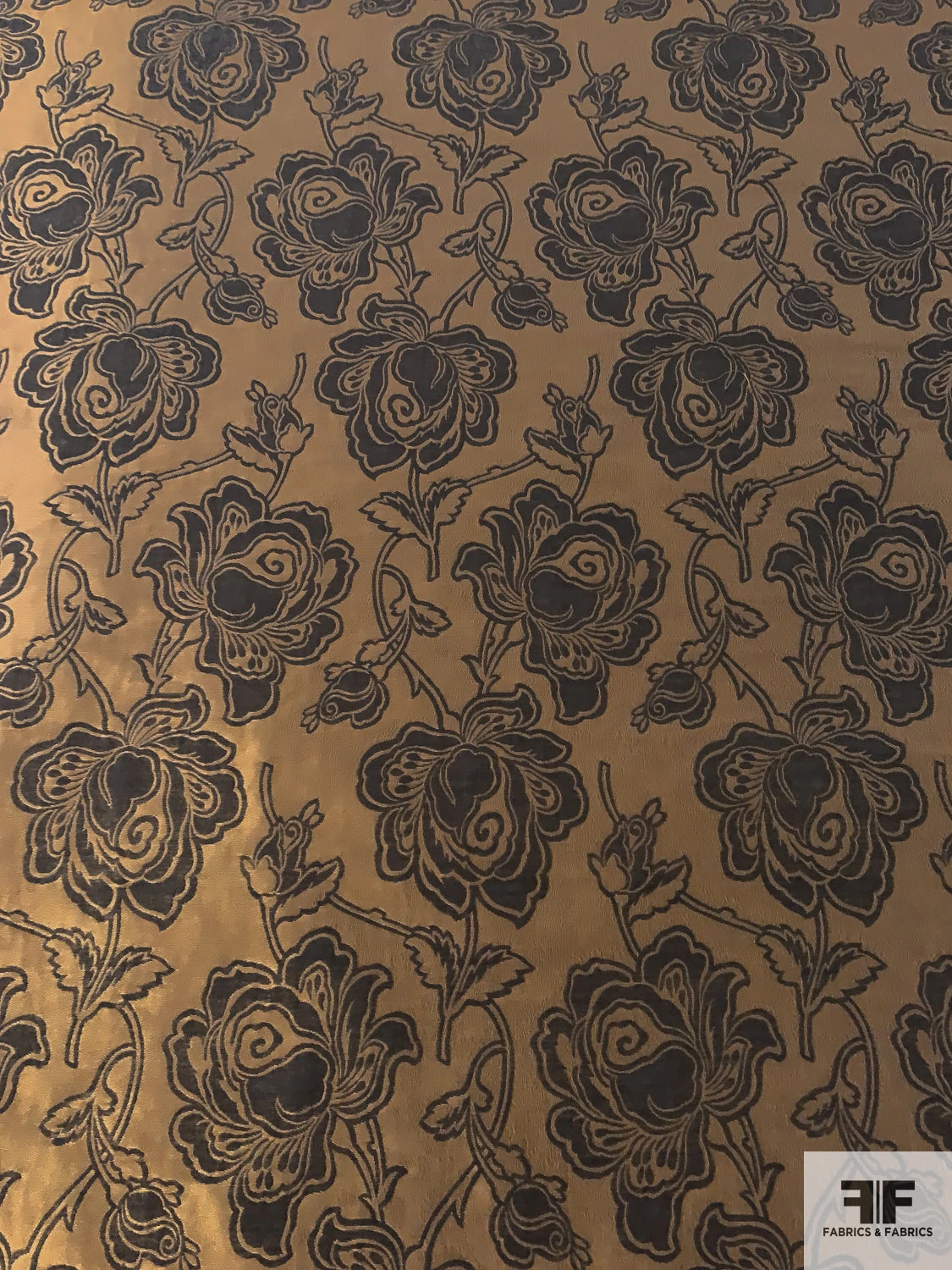 Italian Floral Jacquard Lamé Novelty - Copper / Dark Brown 7 Italian Floral Jacquard Lamé Novelty - Copper / Dark Brown - Image 5