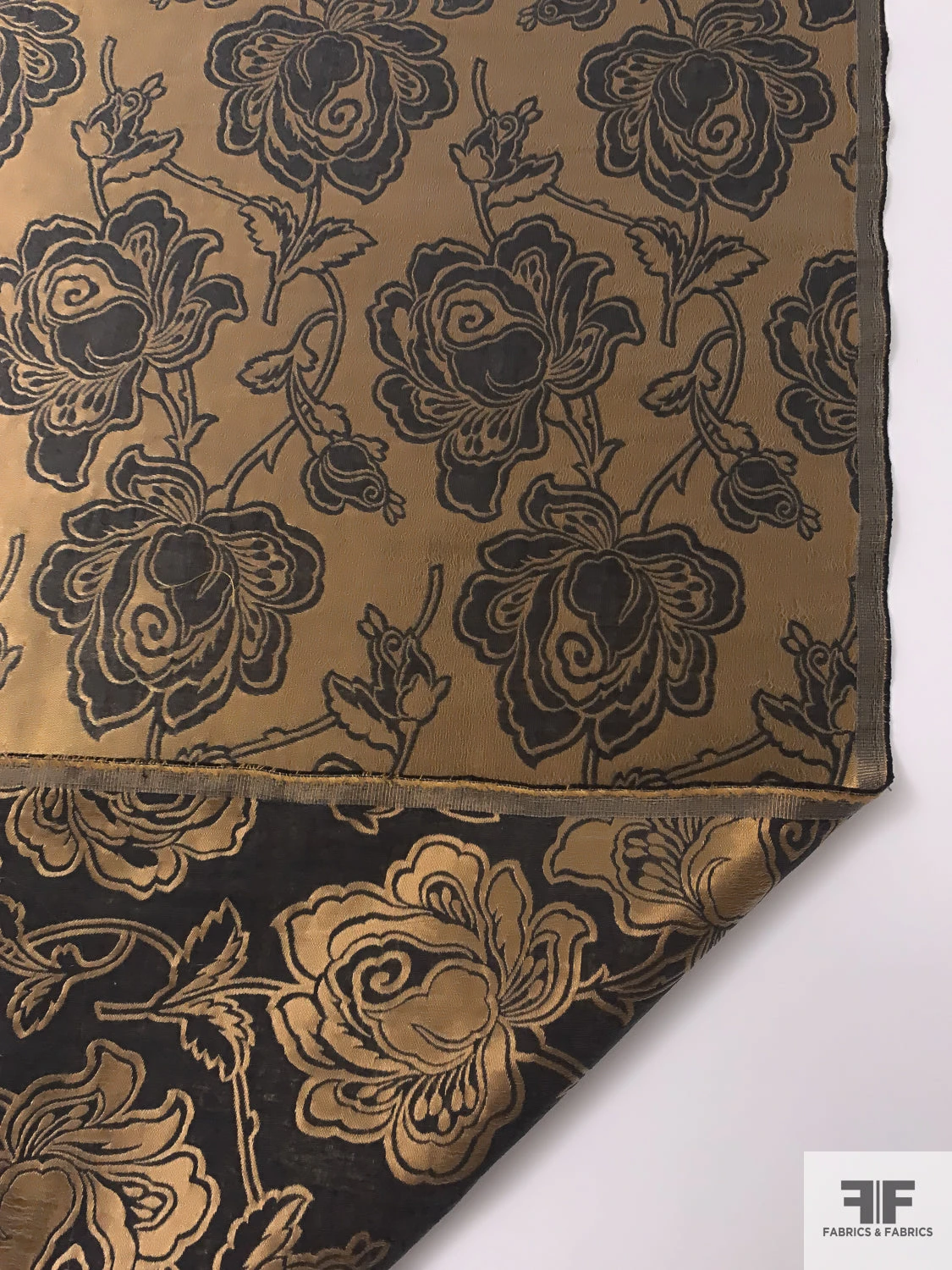 Italian Floral Jacquard Lamé Novelty - Copper / Dark Brown 3 Italian Floral Jacquard Lamé Novelty - Copper / Dark Brown