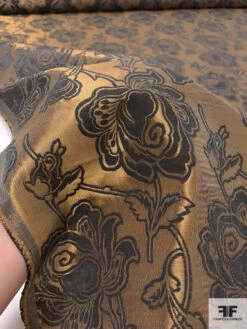 Italian Floral Jacquard Lamé Novelty - Copper / Dark Brown 19 Italian Floral Jacquard Lamé Novelty - Copper / Dark Brown -Fabrics And Fabrics Store 17663 9