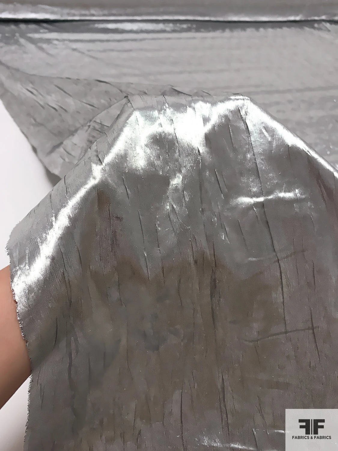 Crushed Tissue Lamé - Silver 4 Crushed Tissue Lamé - Silver - Image 2