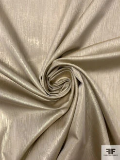Italian Satin With Streaky Lurex Yarn Design - Light Gold / Light Taupe