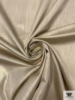Italian Satin With Streaky Lurex Yarn Design - Light Gold / Light Taupe -Fabrics And Fabrics Store 17680 2