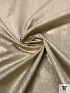 Italian Satin With Streaky Lurex Yarn Design - Light Gold / Light Taupe -Fabrics And Fabrics Store 17680 4
