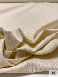 Italian Micro-Dotted Linen-Weave Lamé - Cream / Gold