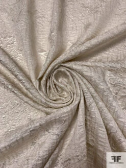 Italian Metallic Floral Textured Soft Lamé - Light Taupe / Silver