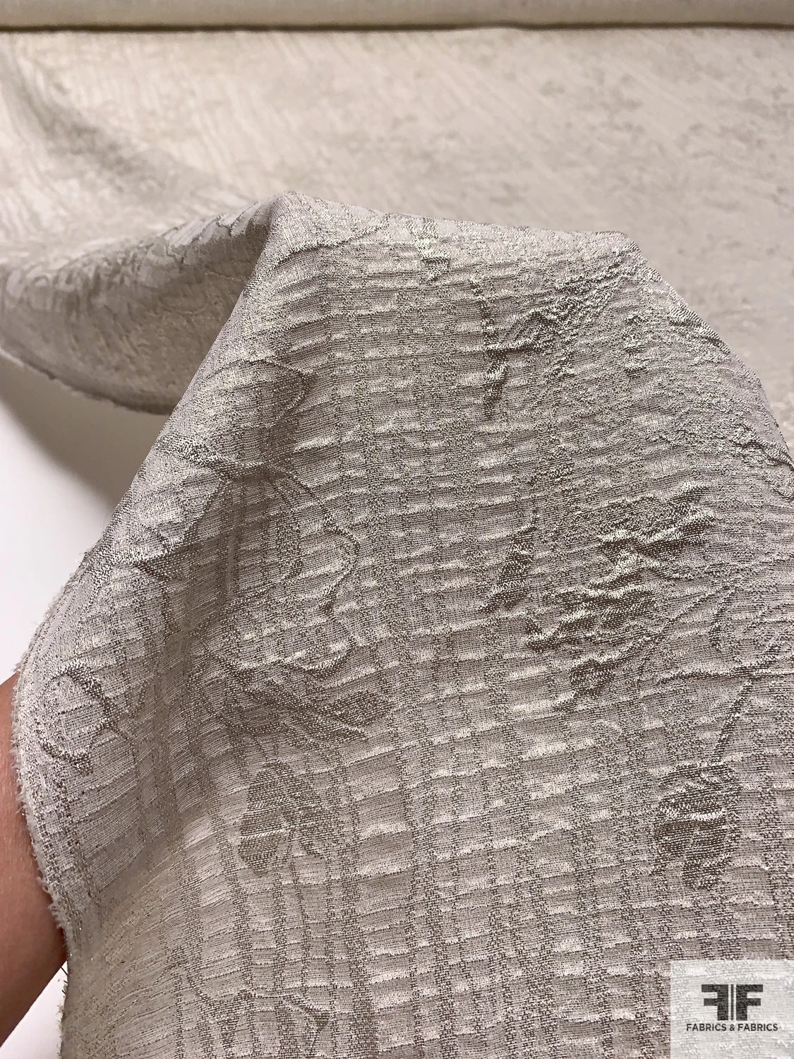 Italian Metallic Floral Textured Soft Lamé - Light Taupe / Silver 11 Italian Metallic Floral Textured Soft Lamé - Light Taupe / Silver - Image 9