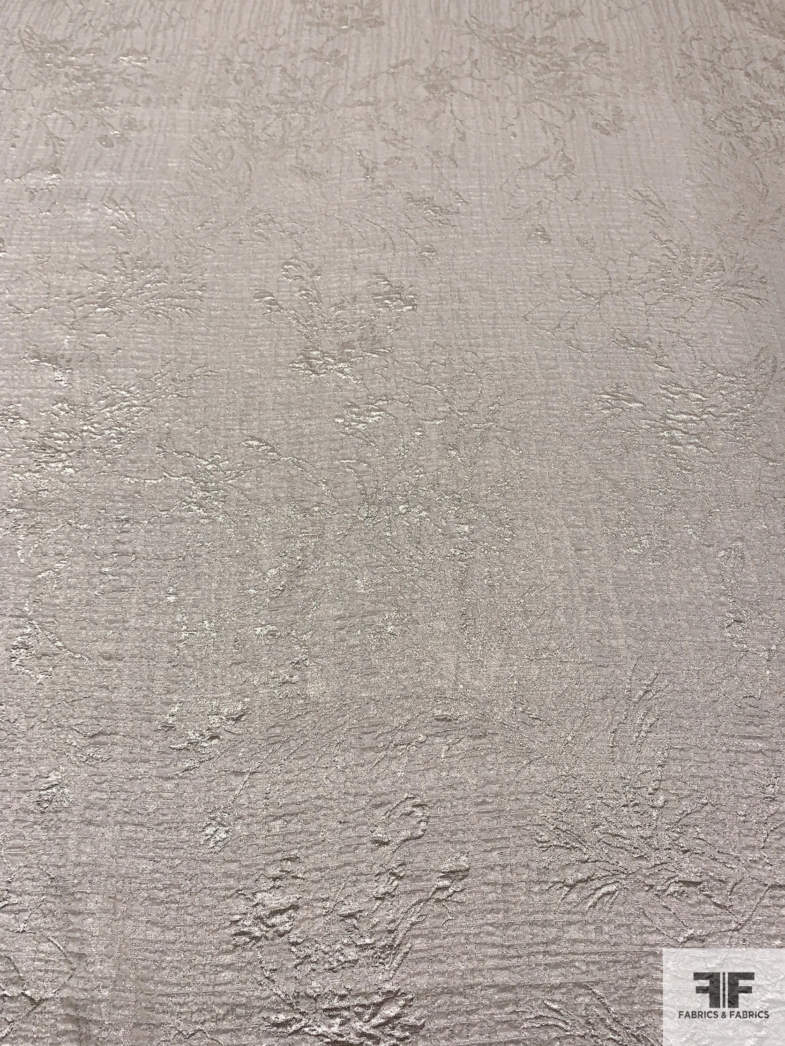 Italian Metallic Floral Textured Soft Lamé - Light Taupe / Silver 7 Italian Metallic Floral Textured Soft Lamé - Light Taupe / Silver - Image 5