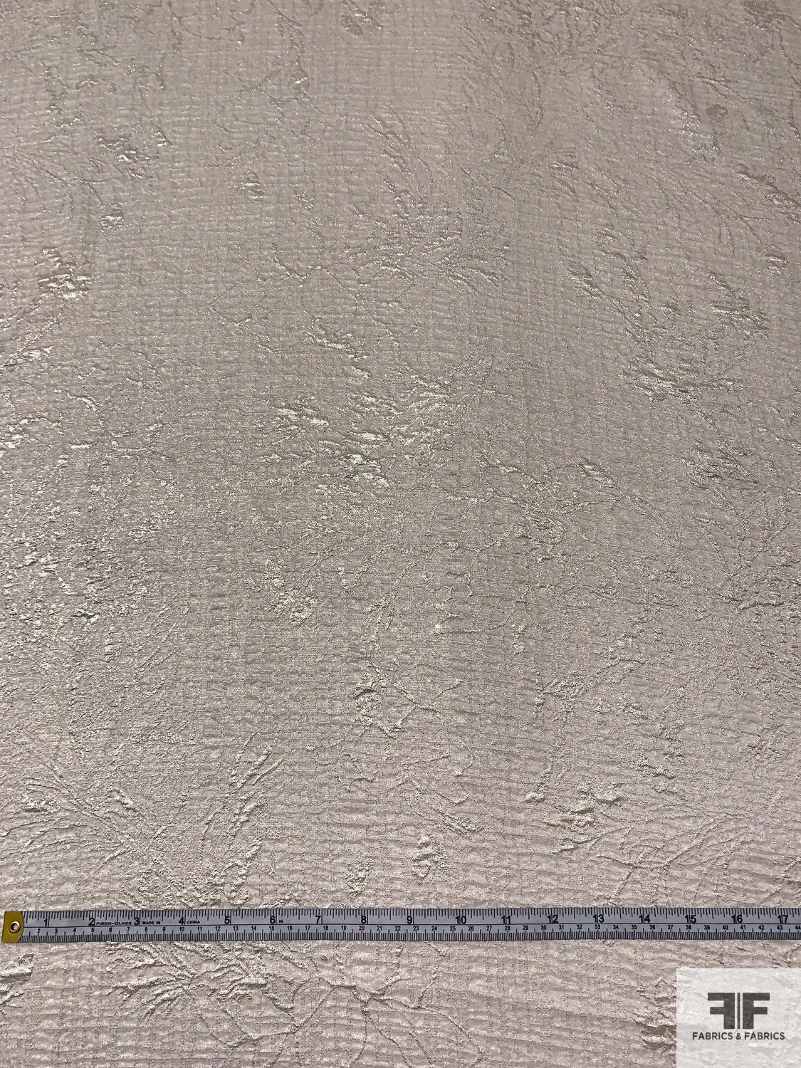 Italian Metallic Floral Textured Soft Lamé - Light Taupe / Silver 8 Italian Metallic Floral Textured Soft Lamé - Light Taupe / Silver - Image 6