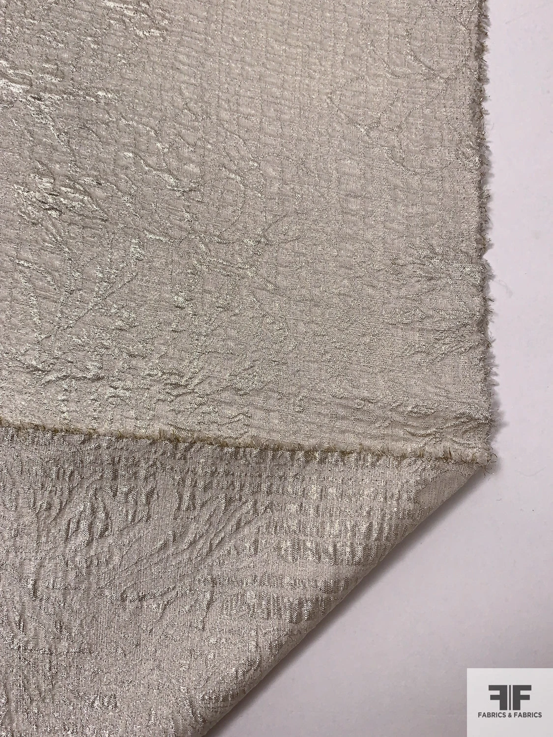 Italian Metallic Floral Textured Soft Lamé - Light Taupe / Silver 4 Italian Metallic Floral Textured Soft Lamé - Light Taupe / Silver - Image 2