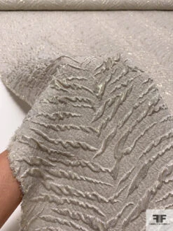 Italian Metallic Textured Soft Lamé - Taupe / Silver -Fabrics And Fabrics Store 17693 9